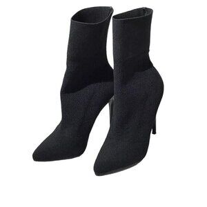 Steve Madden Century Black Heeled Sock Booties Boots size 8 Knit upper is breath